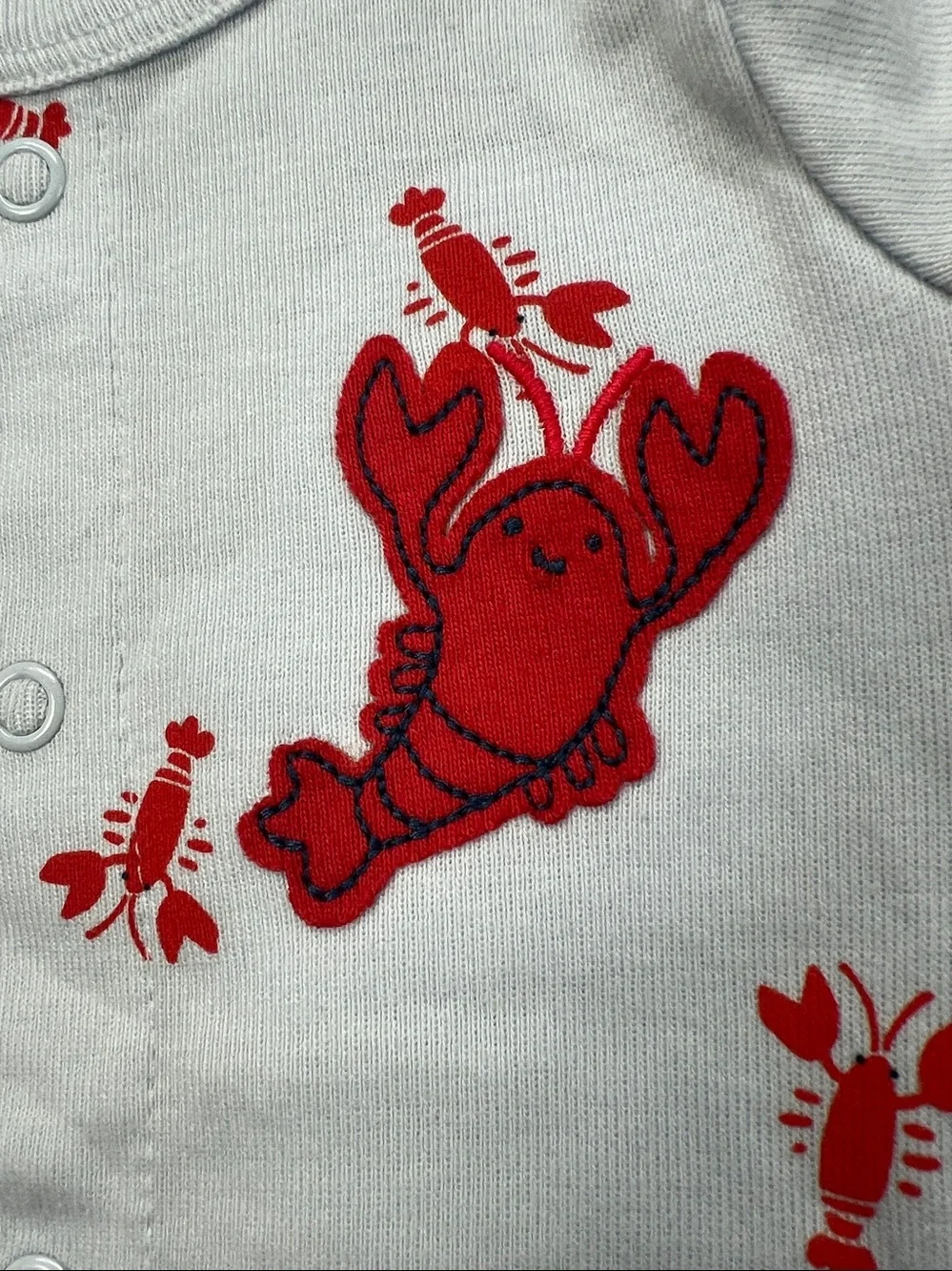 Carter's Light Blue Romper with Red Lobster 🦞 Motif  - Newborn